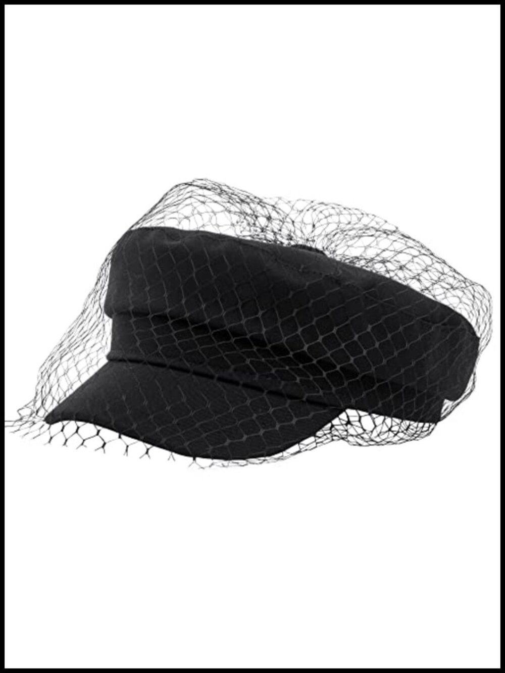 PU Leather Newsboy Beret Fiddler Cap with Veil Casual Baker Boy Hat